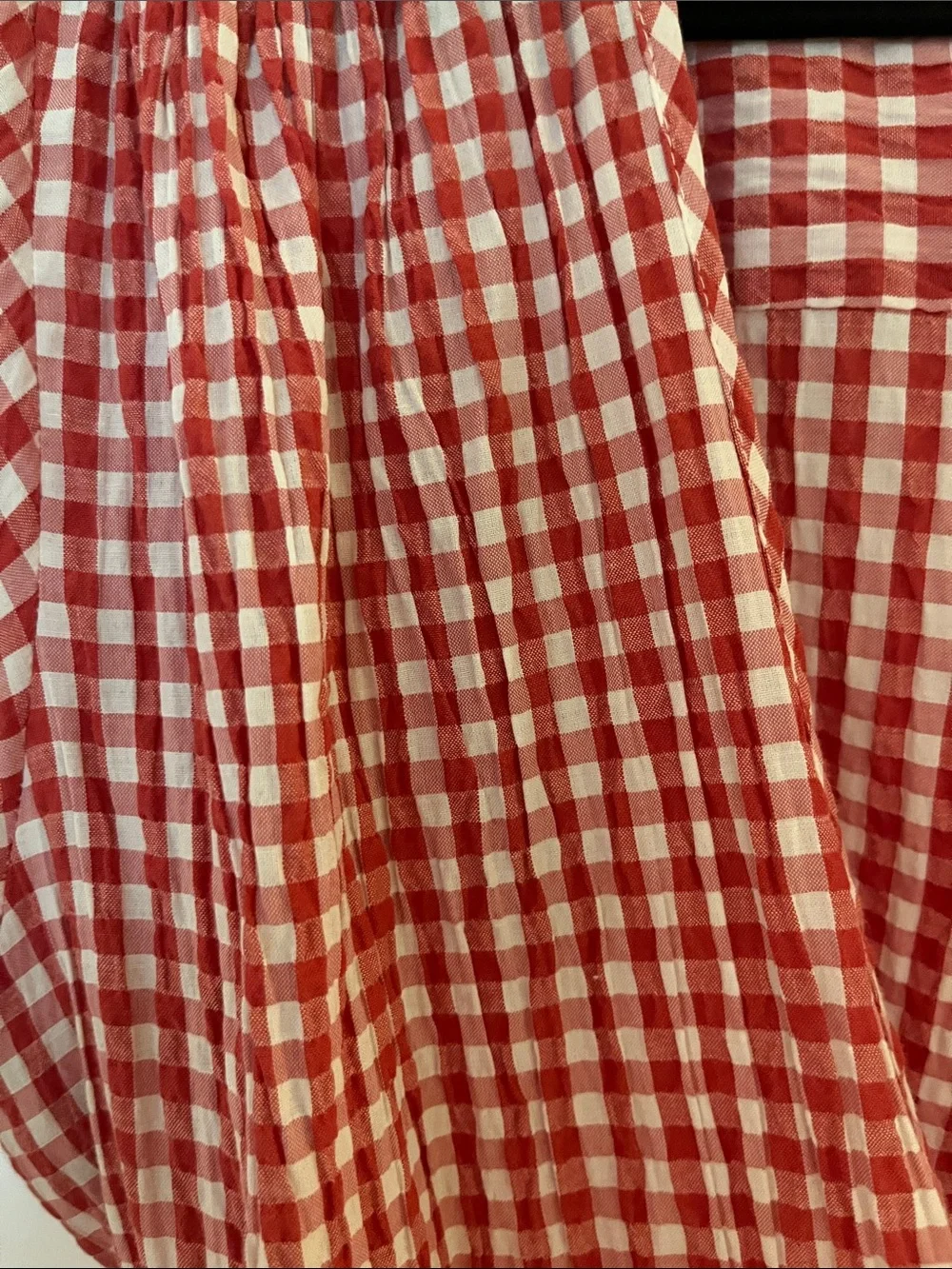 Madewell Red & White Gingham Wrap Blouse